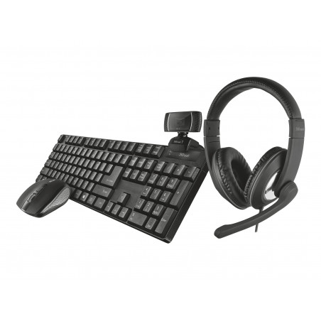 TRUST KIT HOME TECLADO Y RATON INLA+HEADSET+WEBCAM HD