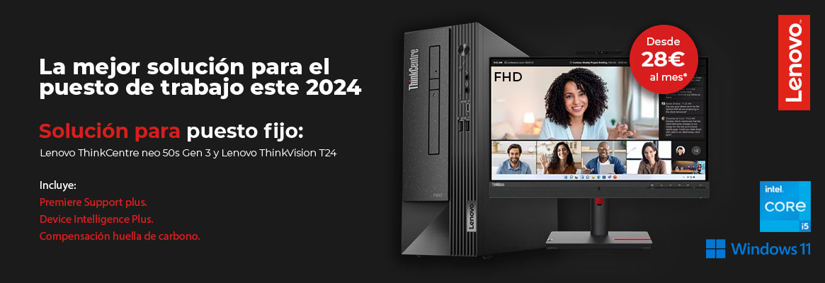 Lenovo ThinkCentre neo 50s Gen 3 y Lenovo ThinkVision T24, Intel Core i5, Windows 11 Pro